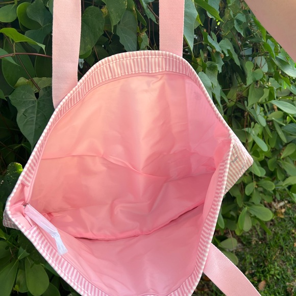 Victoria Secret Pink and White Striped Tote - Picture 4 of 4
